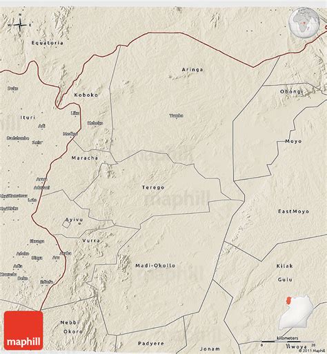 Shaded Relief 3D Map of Arua