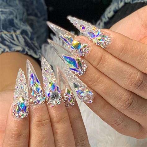 √ Cardi B Nails : Acrylic Crystal Covered Acrylic Cardi B Nails - Nail and ... : Invite any ...