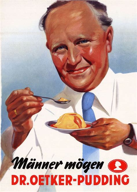 Dr. Oetker Werbeplakat „Männer mögen Oetker-Pudding“ von 1951, Oetker ...