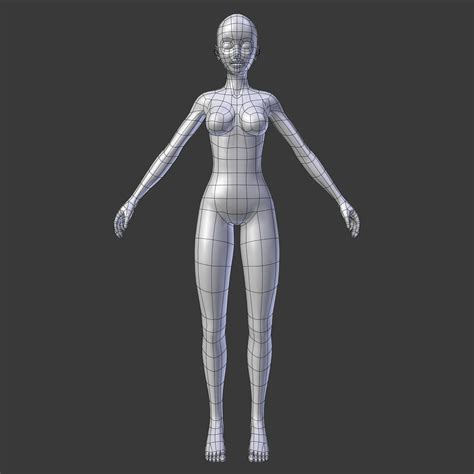 subdivision basemesh - female 3d model low-poly obj mtl fbx blend dae 1 ...