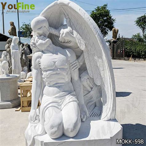 Hand Carved White Marble The Kiss of Death Statue for Sale MOKK-598 - YouFine