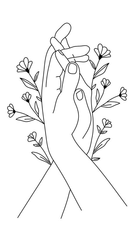 Flower Drawing Discover Hands Holding Printable Art | Flower Hands ...