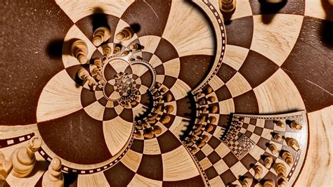 digital art, optical illusion, brown, board games, chess, pawns, distortion, circle, square ...
