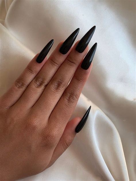 JET BLACK Black Press on Nails Black Press-on Nails - Etsy