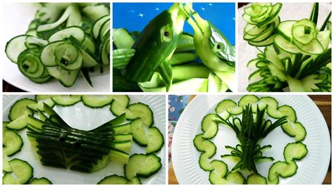 HOW TO MAKE CUCUMBER DESIGN - FRUIT & VEGETABLE CARVING & CUCUMBER GARNISH - YouTube