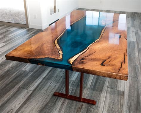 Best Center Resin Epoxy For Table Top Live Edge With Burl Wood Slab Smoky Epoxy Color Options ...