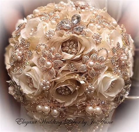 ROSE GOLD Champagne and Ivory Wedding BOUQUET Silk Flower - Etsy ...