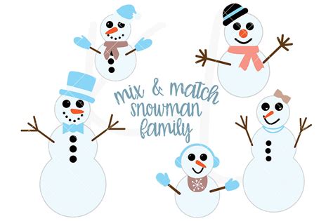 Snowman Family Mix & Match SVG Files | Kelly Lollar Designs