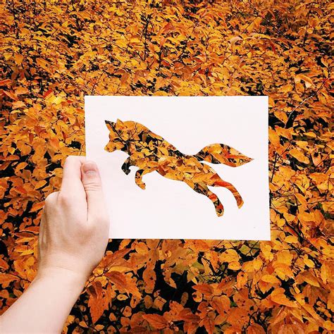 Artist Uses Nature To Color Animal Paper Silhouettes | Bored Panda