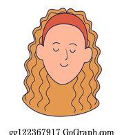 900+ Cartoon Woman Face With Curly Hair Clip Art | Royalty Free - GoGraph