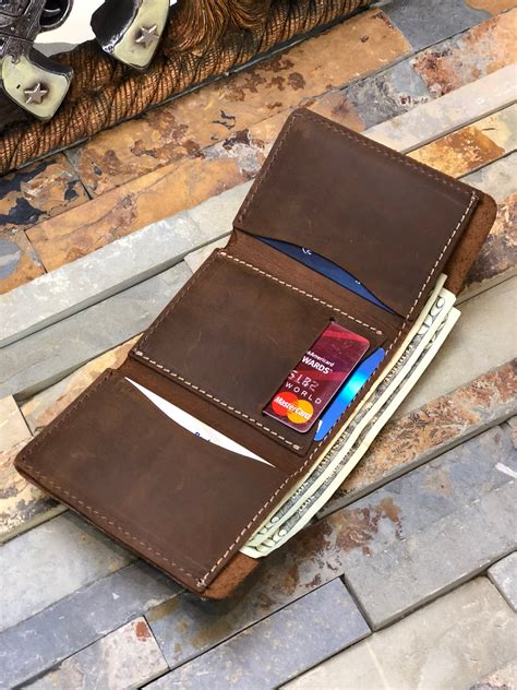 Trifold Mens Wallet Men's Leather Trifold Wallet Made | Etsy