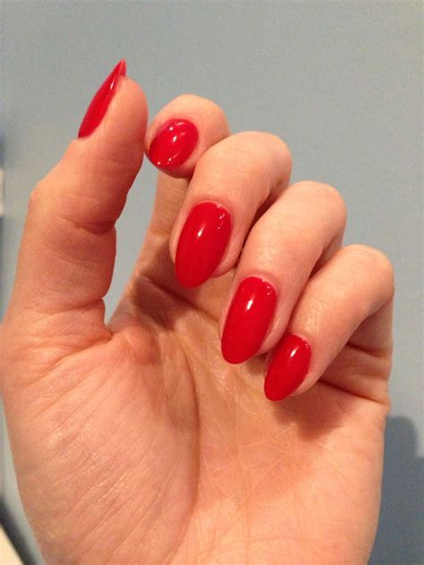 Red almond nails. So classy - my favourite :) | Red acrylic nails, Almond nails, Red nails