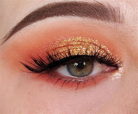 Gold glitter half cutcrease and coral eyeshadow look using ColourPop's Sweet Talk palette by ...