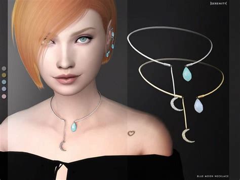 The Sims Resource: Blue moon necklace by serenity-cc • Sims 4 Downloads ...