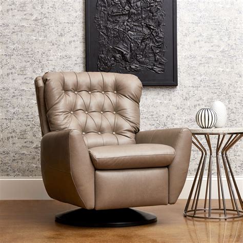 Garner Leather Swivel Recliner Chair with Round Base | Club Furniture