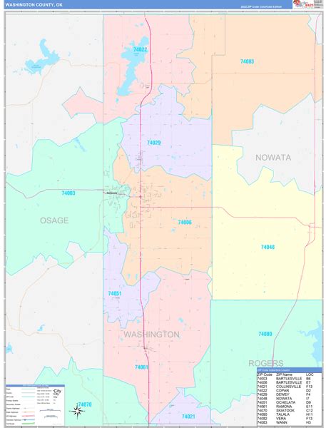 Washington County, OK Wall Map Color Cast Style by MarketMAPS - MapSales