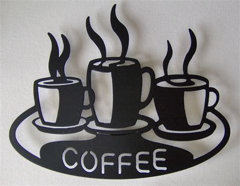 Coffee Cups on Platter Metal Wall art