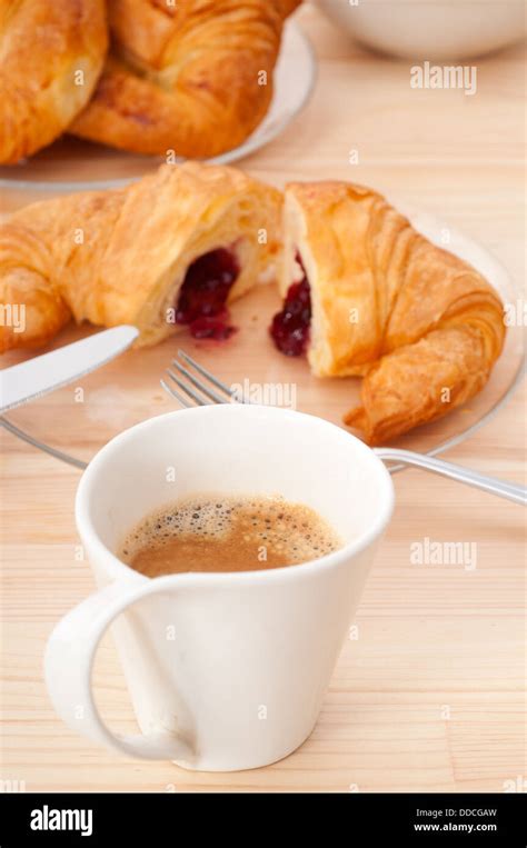 fresh croissant french brioche and coffee Stock Photo - Alamy