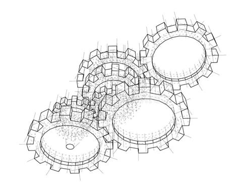 3D gears. Vector stock vector. Illustration of draft - 129078785