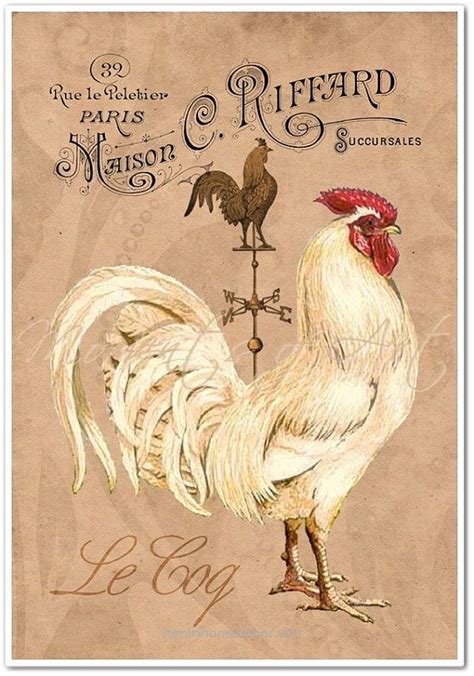 Insane This beautiful French Country Rooster art print will give your French Country kitchen ...