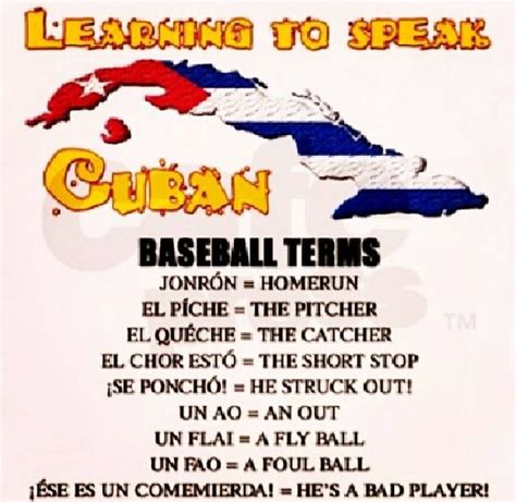 Learn to Speak Cuban Spanish: Baseball Terms | Cuban humor, Baseball terms, Cuban culture