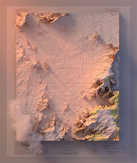 Arizona/Utah - Mystery Valley, Dusk - 3d rendered map | Topographic map, Topographic map art, Map