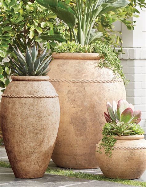 Valencia Jar Planters | Frontgate | Large garden pots, Outdoor vases ...