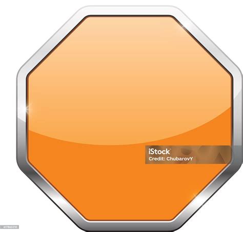 Orange Octagon Button Stock Illustration - Download Image Now - Backgrounds, Blank, Chrome - iStock