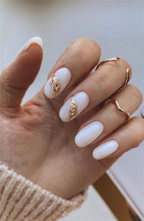 White And Gold Nail Art