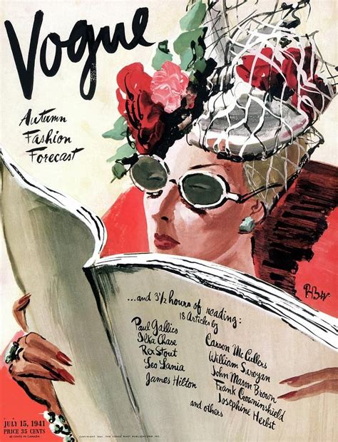 Vogue Cover Illustration Of A Woman Reading by Rene Bouet-Willaumez ...