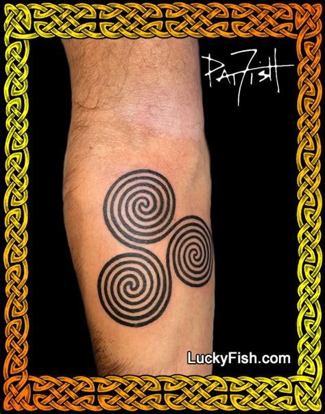 Triple Spiral Tattoo with Celtic Design — LuckyFish, Inc. and Tattoo ...