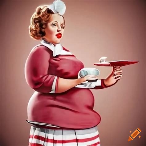 Retro diner waitress from 1950s on Craiyon