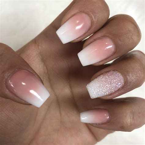 French ombré short coffin nails with glitter sparkle | nails in 2019 | Coffin nails ombre ...