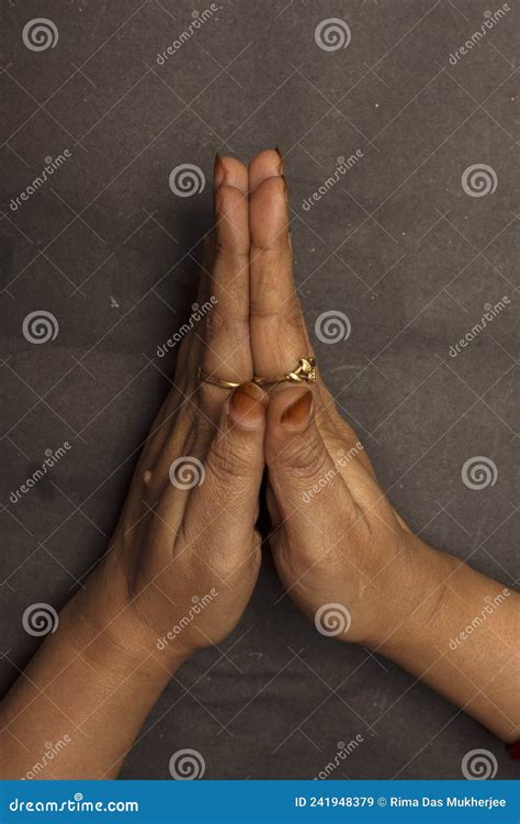 A Female Hand Showing Sign of Welcome or Namaskar or Namaste with Her ...