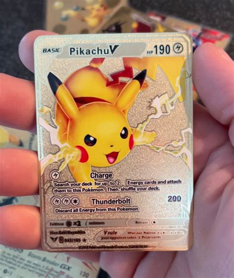 Gold Metal Pikachu Custom Pokemon Card Vmax Gx Ex Rare Shiny - Etsy UK