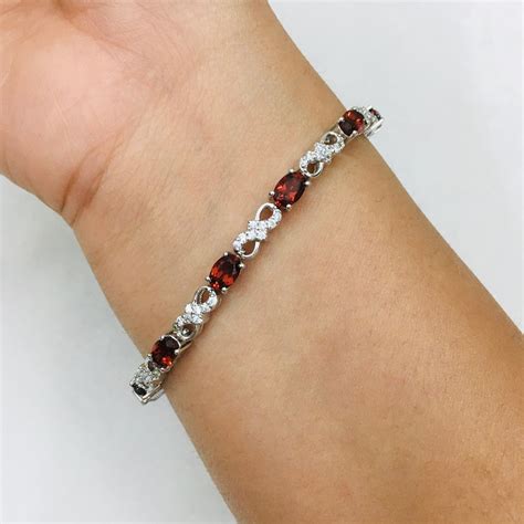 Natural Garnet Bracelet 925 Sterling Silver Bracelet Cubic - Etsy UK