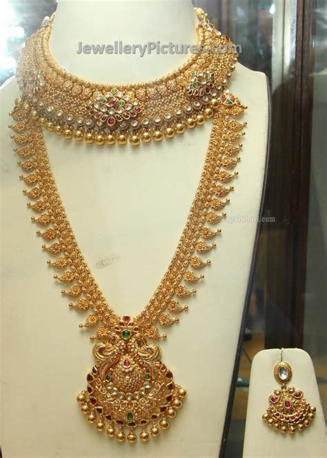 Gold Bridal Long Chain and Necklace set - Jewellery Designs