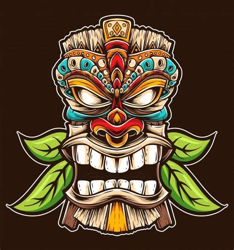 Premium Vector | Tiki mask vector | Tatuaje tiki, Tótem tiki, Máscara ...