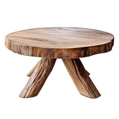 Vintage Elegance Round Natural Wood Coffee Table Cutouts 45687088 PNG