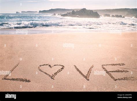 Love heart romantic beach. Summer holiday concept. Romantic love ...