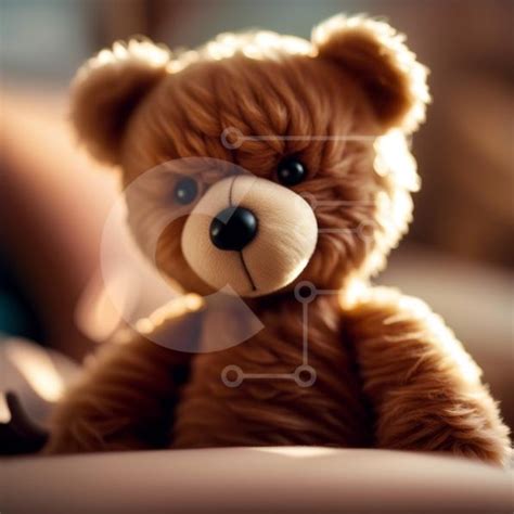 Adorable Picture of a Brown Teddy Bear Sitting on a Bed stock photo ...