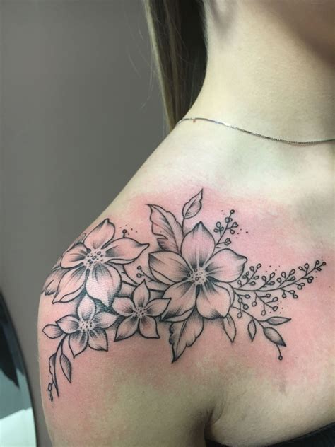 Flower Shoulder Tattoos For Women