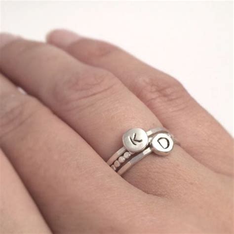 Silver Initial Ring Set | Silver Stacking Rings | Kian Designs Handmade Jewellery UK