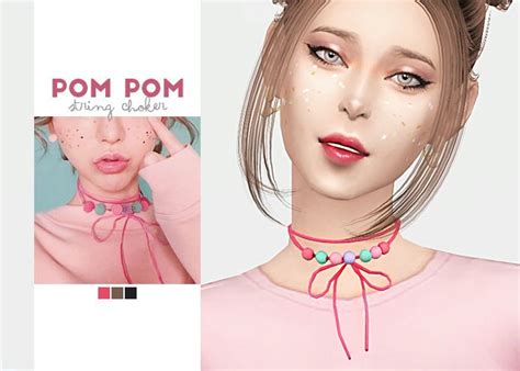 Pom Pom, Bow Choker, Snap Pants, Cc Fashion, Sims 4 Mm, Sims 4 Update, Sims 4 Cc Finds, Plaid ...