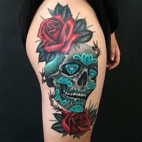 50 Stunning Sugar Skull Tattoo Design Ideas & Their Meanings | Skull ...