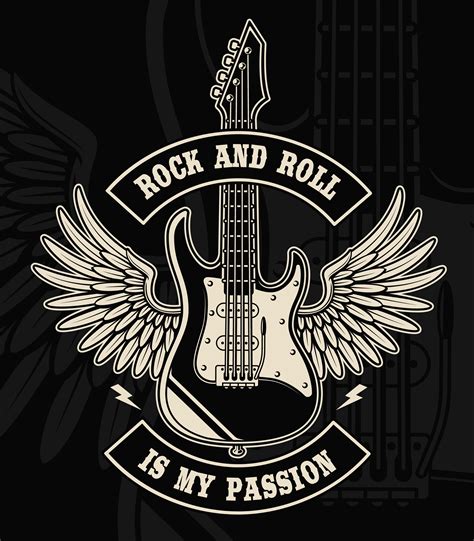 Download Rock and roll guitar with wings illustration Vector Art. Choose from over a million ...