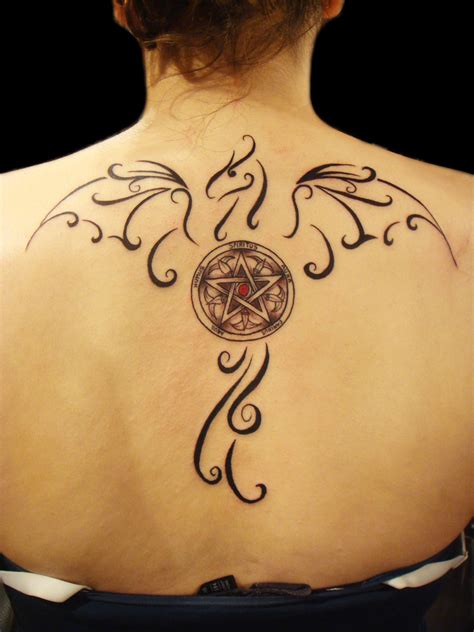 Pentagram and tribal dragon tattoo | Miguel Angel Custom Tat… | Flickr