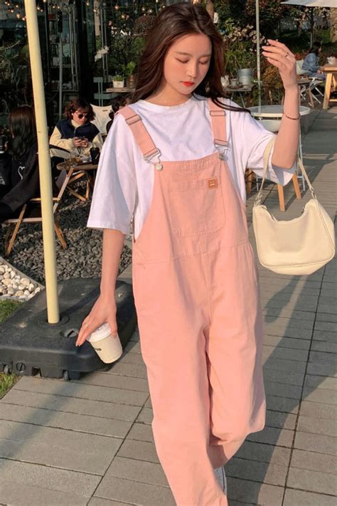 Light Pink Casual Denim Jumpsuits | Easy trendy outfits, Cute outfits, Korean fashion