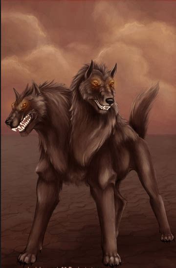 Orthrus - A two-headed dog monster Greek Creatures, Magical Creatures, Fantasy Creatures ...