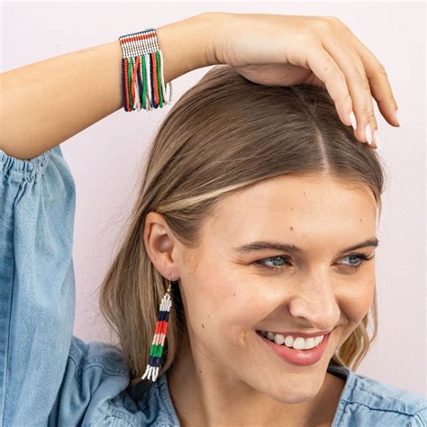 June Colorblock Petite Beaded Fringe Earrings St. Tropez – INK+ALLOY, LLC